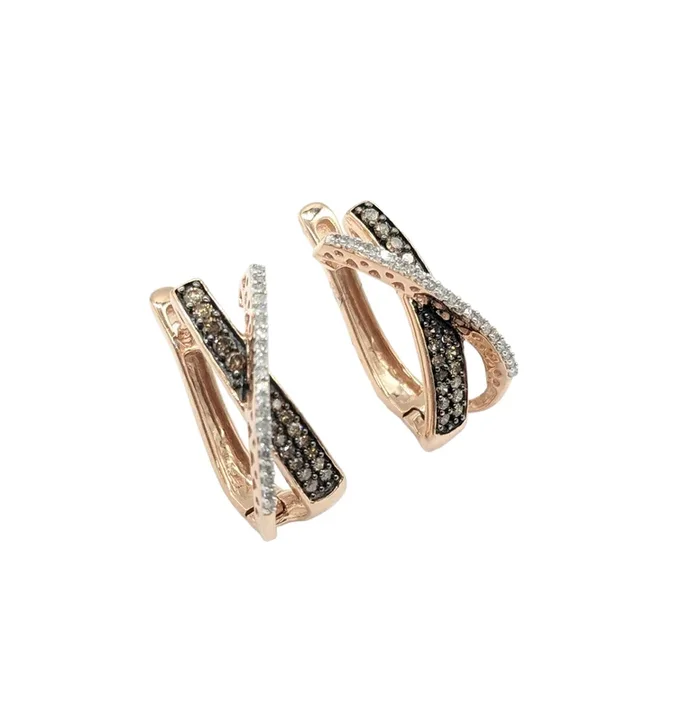 1 Carat White and Champagne Diamond Earrings