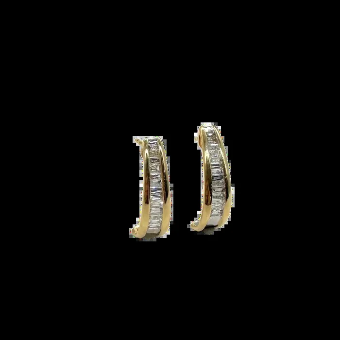 1 CTW Baguette Diamond 14K Yellow & White Gold Earrings