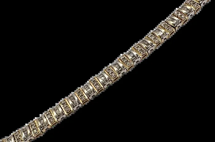 10k White & Yellow Gold 4 ctw Diamond Tennis Bracelet