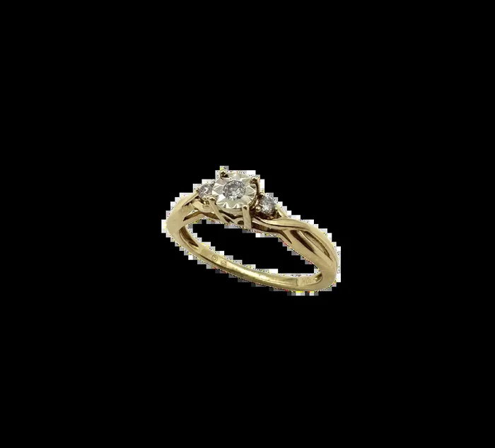 10k Yellow and White Gold Diamond Illusion Twist Ring
