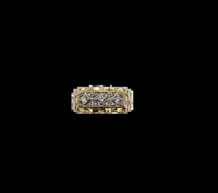 10k Yellow and White Gold Diamond Nugget Ring