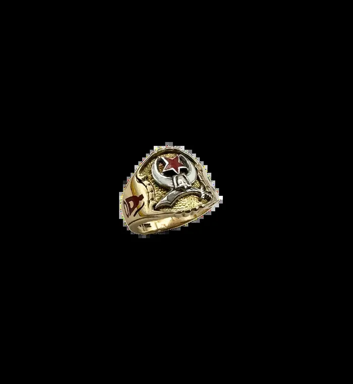 10k Yellow and White Gold Shriners Freemason Ring