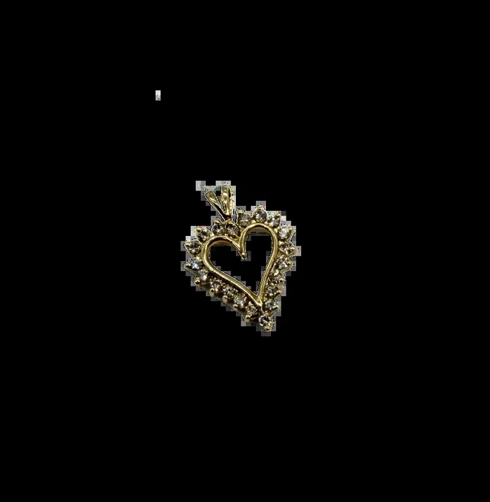10k Yellow Gold 3/4 CTW Diamond Framed Cutout Heart Pendant
