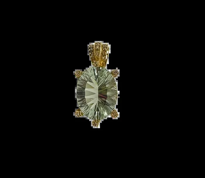 10k Yellow Gold Mint Quartz Oval Pendant – 6.3 Grams