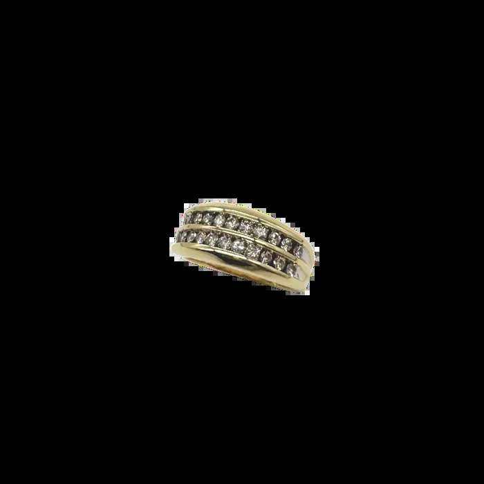 14k White and Yellow Gold 1 CTW Diamond Two-Row Channel Set Band