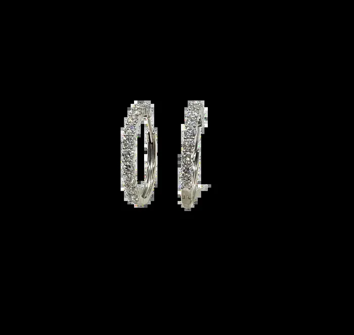 14k White Gold 2.5 CTW Diamond Inline Hoop Earrings