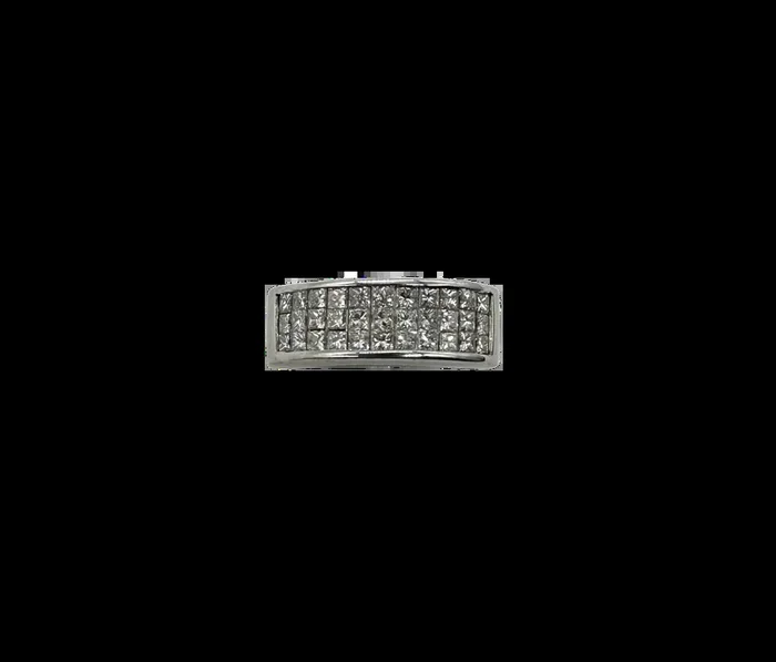 14K White Gold 3-Row Invisible Set Diamond Band – 2 CTW