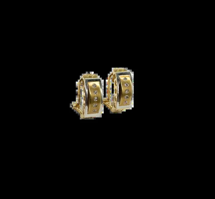 14k Yellow and White Gold 1/3 CTW Flush Omega Diamond Earrings