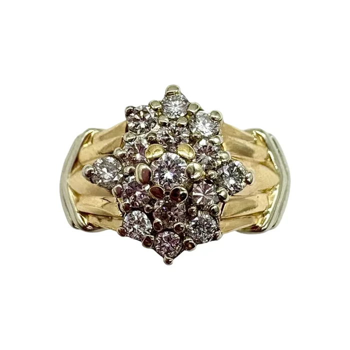 14K Yellow Gold 1/2CTW Cluster Bar Ring