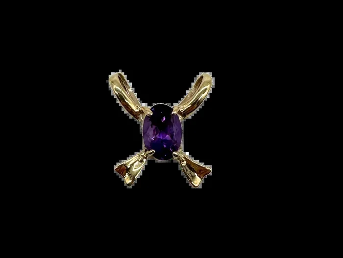 14k Yellow Gold Amethyst Ribbon Slide Pendant – 3.1g