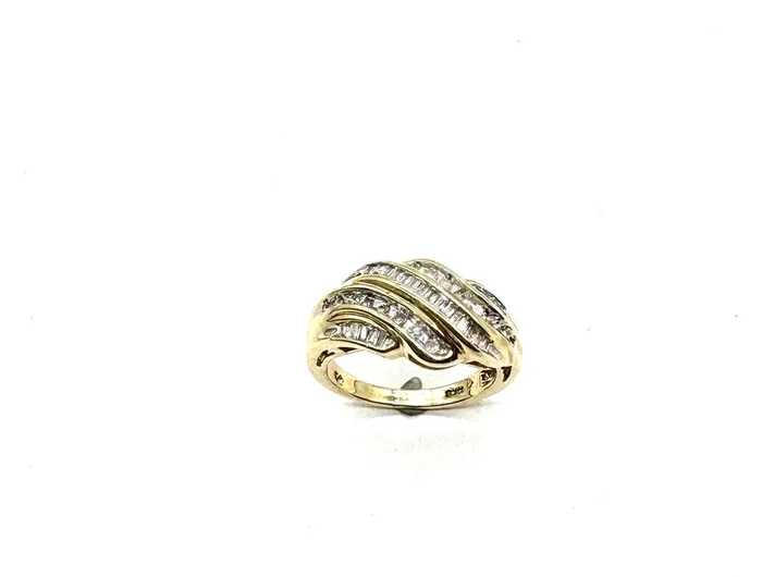 14k Yellow Gold Diamond Channel Swirl Ring