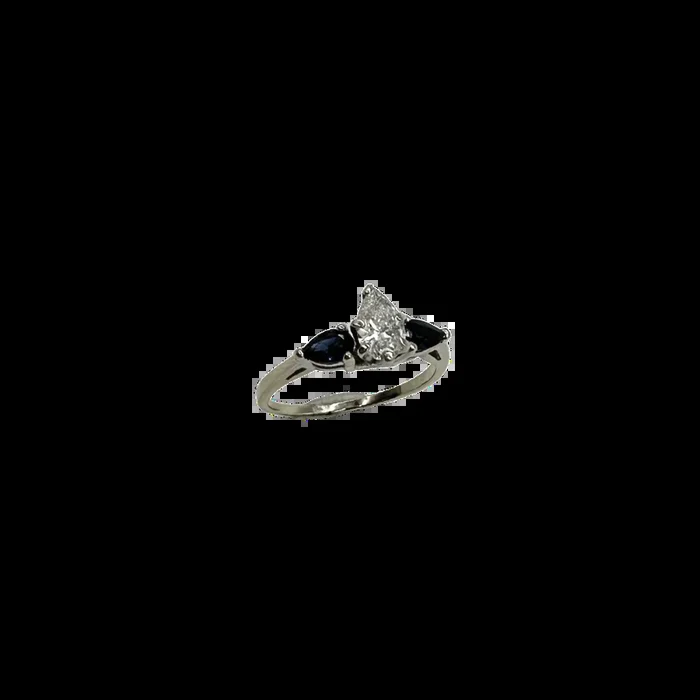 14k Yellow Gold Pear-Shaped Diamond & Sapphire Ring