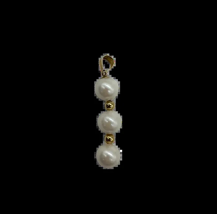 14k Yellow Gold Pearl and Bead Drop Pendant