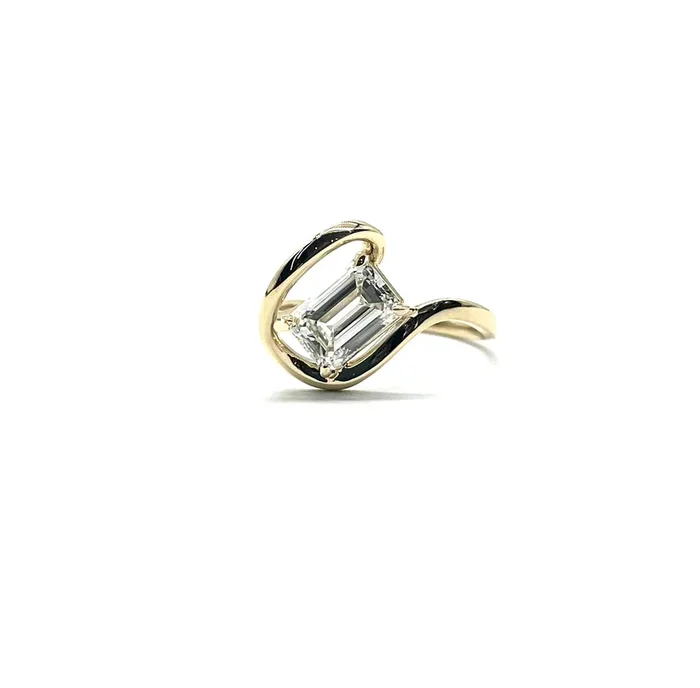 2 Carat Lab Grown Emerald Cut Diamond Loop Bypass Ring