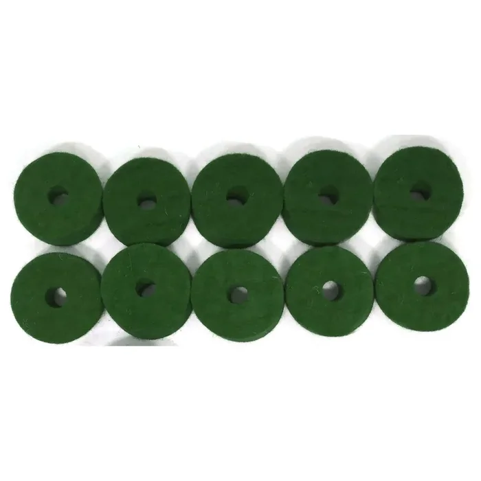 Ahead Green Wool Cymbal Felts, 10 pack 1.5″ x .5″
