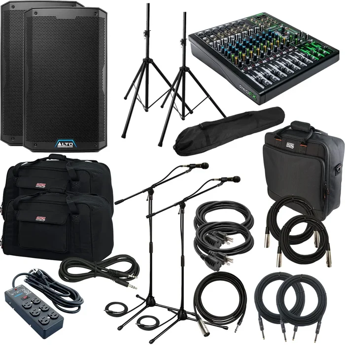 Alto TS410 10″ 2-Way Powered Speaker COMPLETE AUDIO BUNDLE