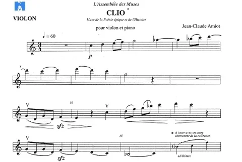 Amiot, Jean-Claude: Clio (violin & piano)
