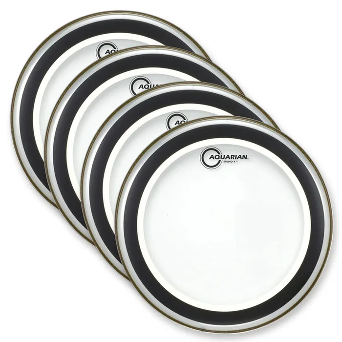 Aquarian 15″ Studio-X Clear Drumhead (4 Pack Bundle)