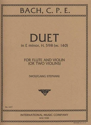 Bach, C.P.E.: Duet in E minor, H.598 (W. 140) (violin, and flute)(two violins)