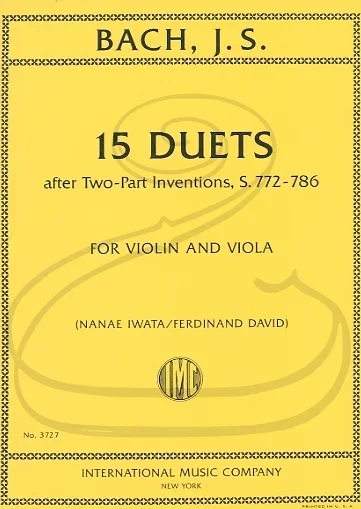 Bach, J.S. (Iwata/David): 15 Duets after Two-Part Inventions, S.772-786 (violin & viola) International