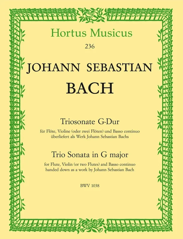 Bach, J.S.: Triosonate for flute, violin and Basso Continuo (keyboard & optional cello) Barenreiter