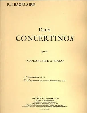 Bazelaire, P.: Second Concertino Op. 127, En Forme de Variations (cello & piano)