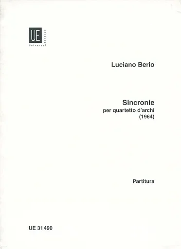 Berio, L.: (Score) Sincronie for String Quartet (string quartet)