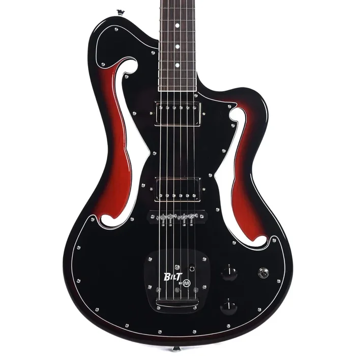 BilT Corvaire Red Burst w/3-Ply Black Pickguard, Lollar El Rayos, & Mastery Bridge & Vibrato