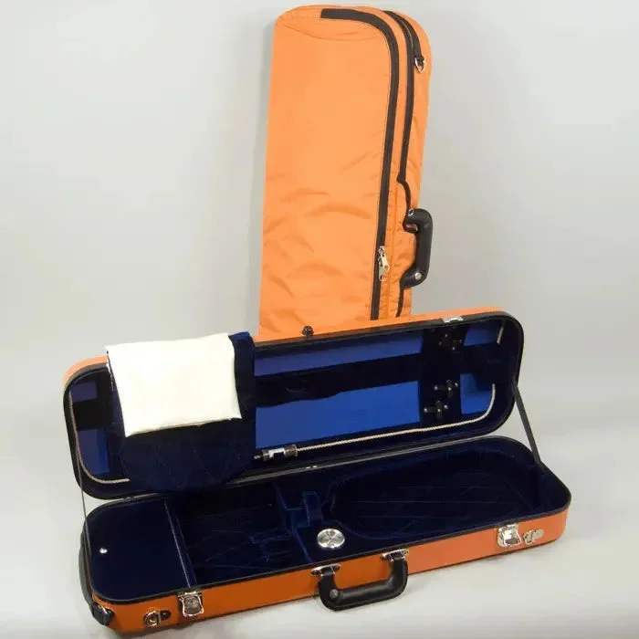 Bobelock 1060 oblong violin case, Orange/Blue