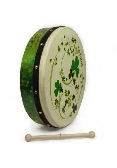 Bodhran 15″ Shamrock design on skin and rim