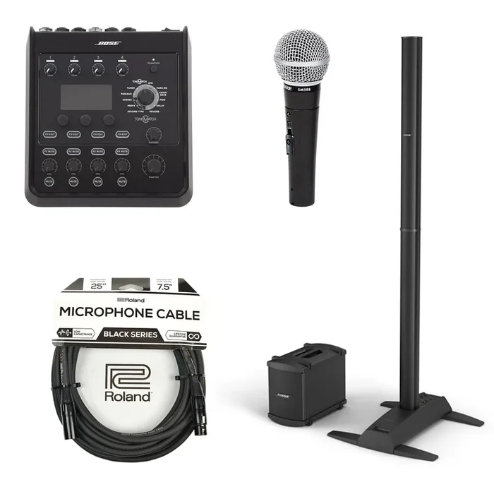Bose L1 Model 1S B1 Bass Package PA System w/T4S ToneMatch Mixer, SM58S Mic and XLR Cable Bundle