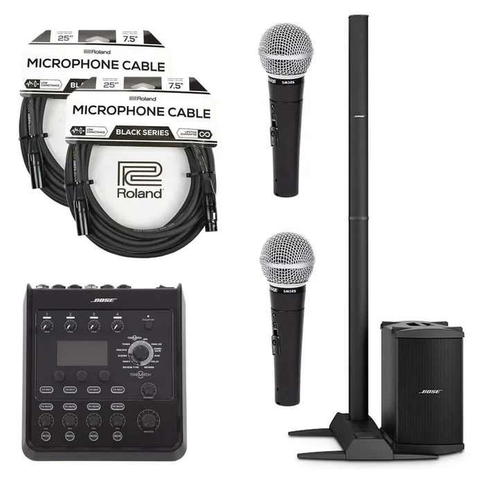 Bose L1 Model II B2 Bass Package PA System w/T4S ToneMatch Mixer, 2 SM58S Mics and XLR Cables Bundle