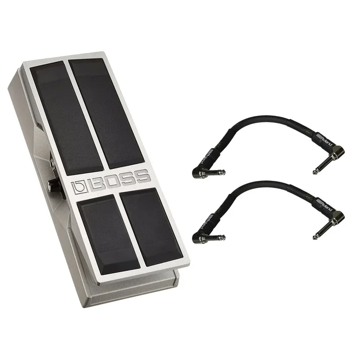 Boss FV-500L Stereo Line-Level Volume/Expression Pedal Bundle w/ 2 Roland Black Series 6 inch Patch Cables