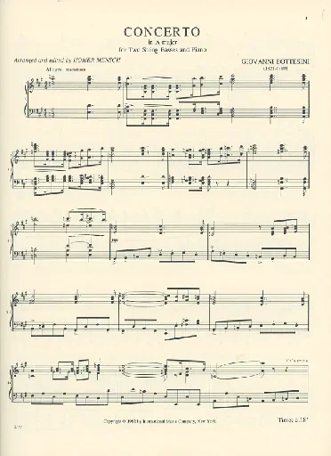 Bottesini, Giovanni (Mensch): Concerto per Due Contrabassi (2 basses & piano)