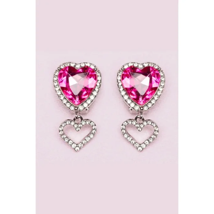 boutique heart jewel clip on earrings
