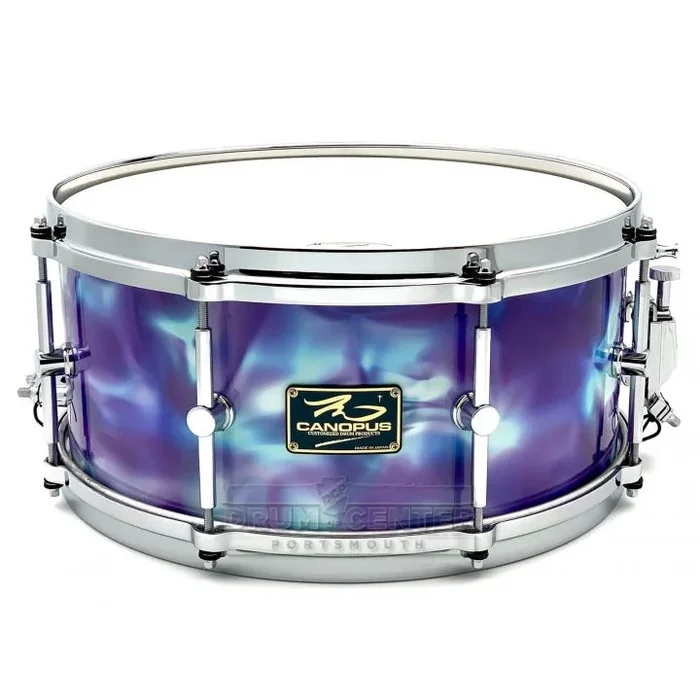 Canopus One of a Kind 10 Ply Maple Snare Drum 14×6.5 Purple Seashell Abalone Wrap
