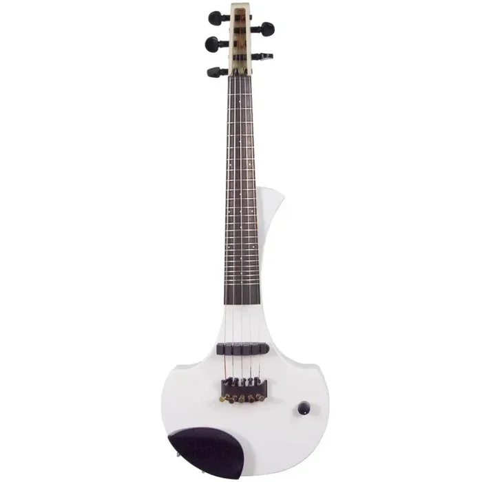 Cantini Earphonic Violon électrique fretté à 5 cordes avec MIDI Blanc brillant