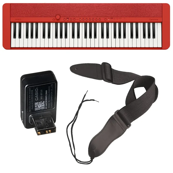 Casio Casiotone CT-S1 Portable Keyboard – Red WIRELESS PAK