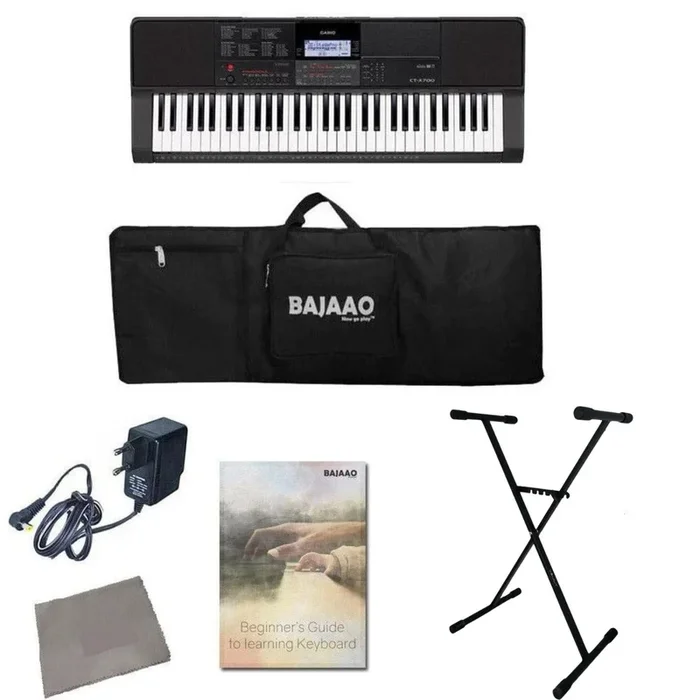 Casio CT-X700 61-Key Portable Keyboard With Power Adapter, Gigbag, Stand, Cloth & Ebook