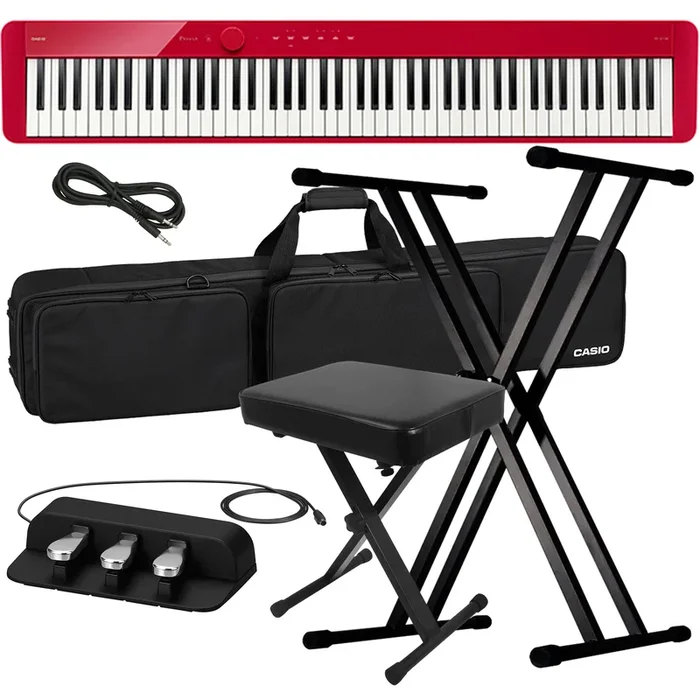 Casio Privia PX-S1100 Digital Piano – Red STAGE ESSENTIALS BUNDLE