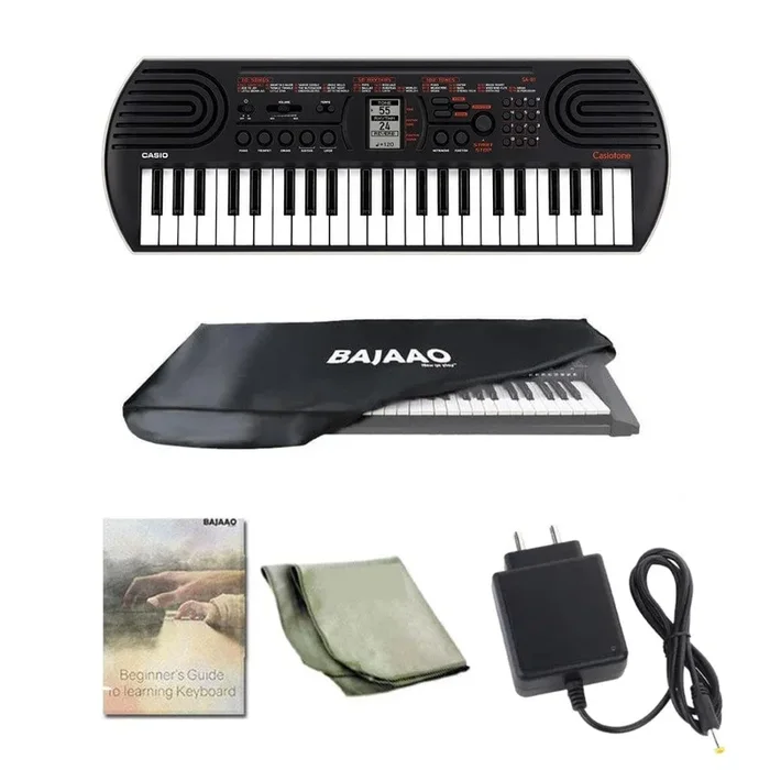 Casio SA-81 Casiotone 44 Key Kids Mini Portable Keyboard with Adapter, Polishing Cloth, Dust Cover, Online Lessons, Warranty & Ebook
