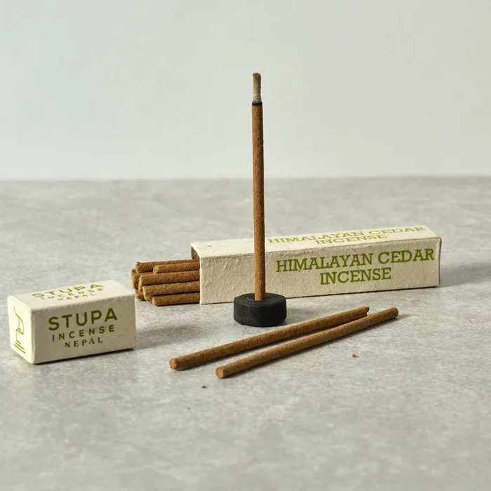 Cedar Incense Sticks & Holder – Set of 15