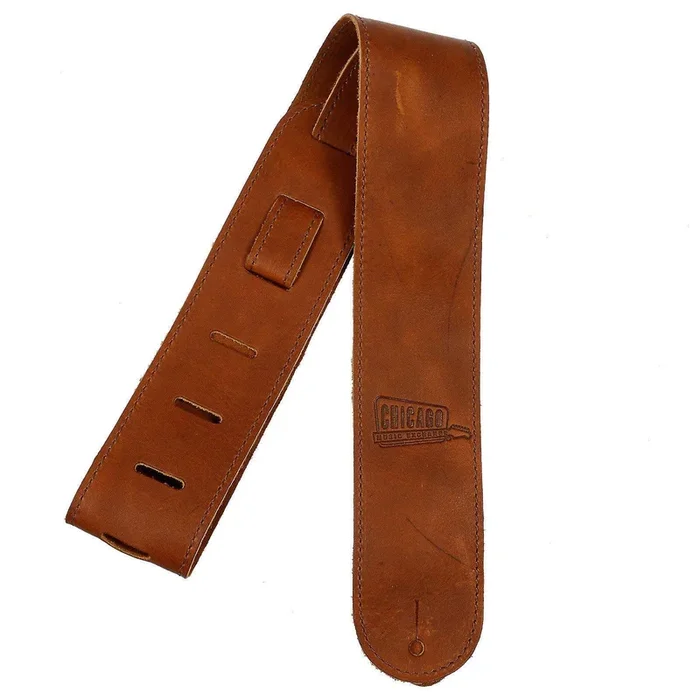 Chicago Music Exchange Logo Leather Strap Brown