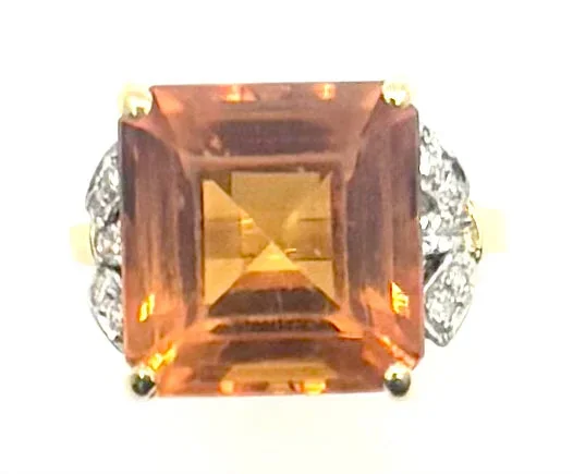 Citrine Split Cathedral Ring- 10k