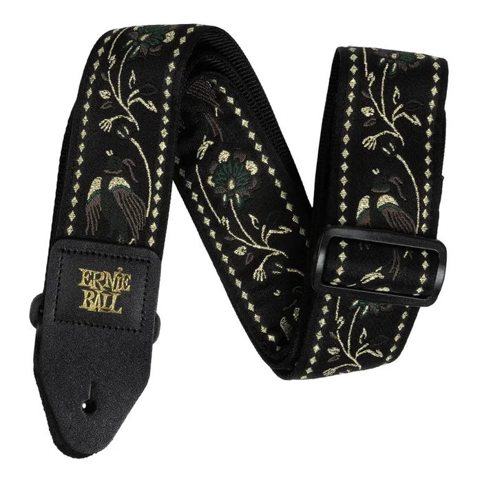 Classic Jacquard Guitar/Bass Strap – Black Pleasant Pheasant