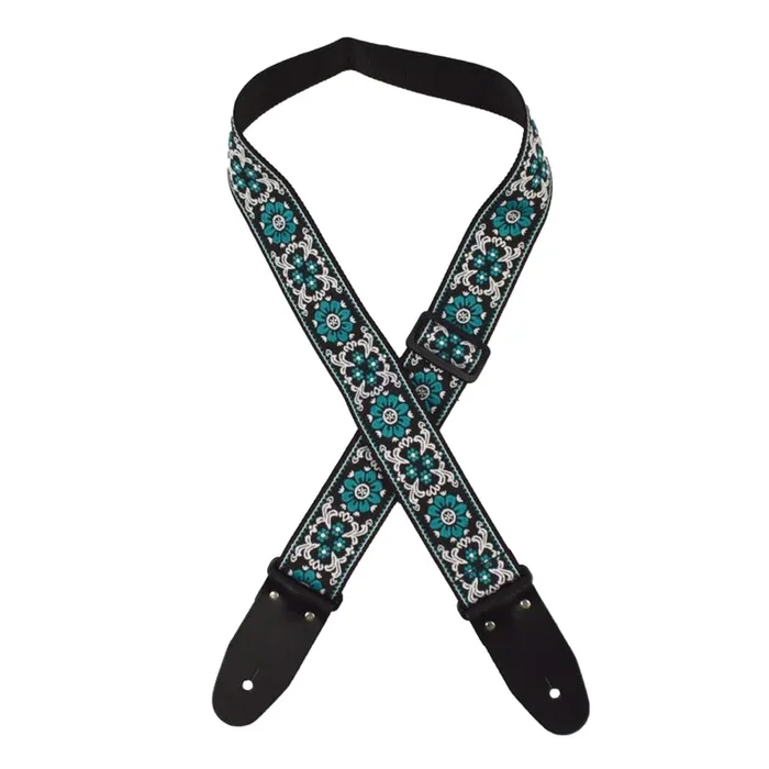Colonial Leather – Jacquard Rag Strap – Aqua Flower
