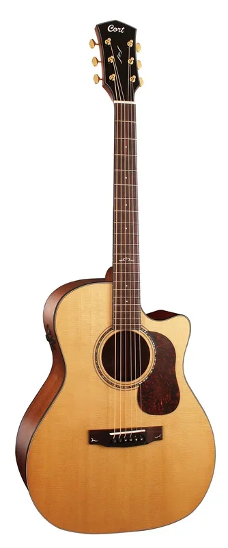 Cort Gold Series A6 Acoustic-Electric Grand Auditorium Cutaway Guitar, Natural Glossy With Deluxe Soft Case
