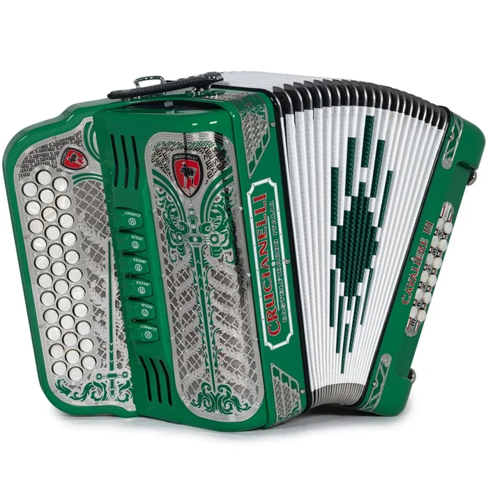 Crucianelli Cavaliere III 6 Switch Two Tone FBE-EAD Accordion in Green with Silver Details