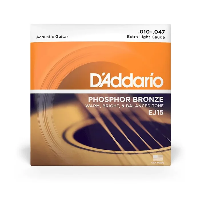 Cuerdas Acústicas D’Addario EJ15 de Bronce Fosforado Extra Ligero Paquete Individual