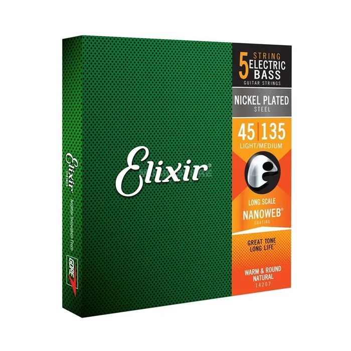 Cuerdas de Bajo Eléctrico Elixir Strings Nanoweb -.045-.135 Long Scale, 5-cuerdas
